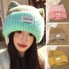 Elastic Knit Winter Knit Cap Cat Ear Knitted Beanie Hat New Winter Beanie Women Winter Wear