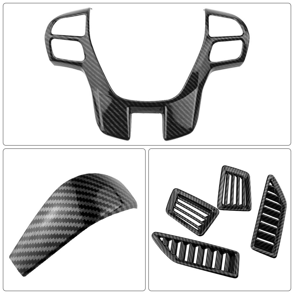 Car Steering Wheel Button Panel Gear Shift Knob AC Outlet Cover Trim Sticker for Ford Everest 2015-2019 Ranger 15-17 Accessories