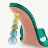 Fashion New Sweet Rhinestone 9.5cm Strange Style Heel Sandals Summer Elegant Banquet Wedding Brides Bridesmaids Women's Slippers 34-43