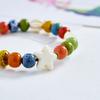 Retro Ethnic Stars Leaf Butterfly Flower Colorful Ceramic String Beads Bracelet Fashion Summer Beach for Women Cute Jewelry Gift