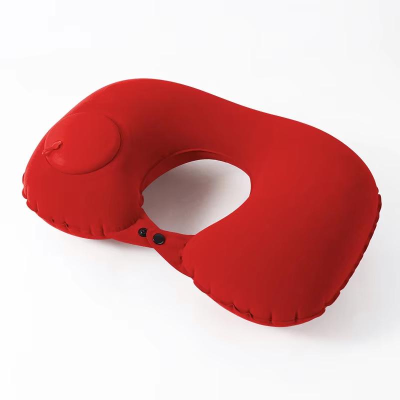 Travel Inflatable C-shaped Pillow for Car Airplane, Portable U-shaped PVC Plush Neck Pillow