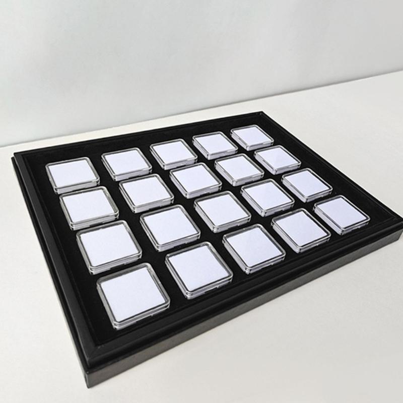 Compact Square Clear Acrylic Jewelry Tray with Memory Foam Padding for Secure Gemstones Storage