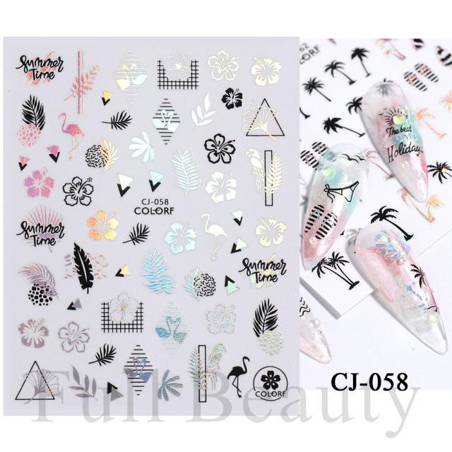 Water Transfer Nail Art Laser Ice Cream Summer 3D Sticker Ocean Manicure Decal Fashion
