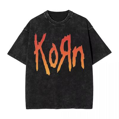 Musik Rock Korn Band T-Shirts Hip Hop Gewaschene Baumwolle Harajuku T-Shirt Cool für Männer Frauen Oberteile Streetwear Sommer T-Shirts