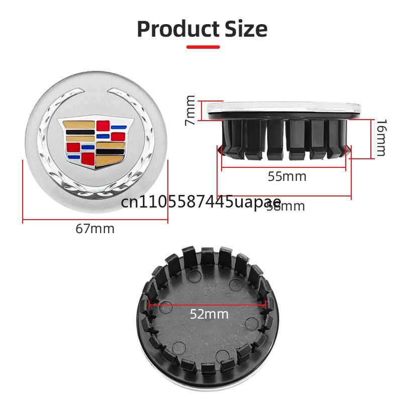 67mm 4pcs Car Wheel Center Hub Caps Cover Emblem Accessories for Cadillac Escalade CTS CT5 XT5 XTS XLR BLS SLS STS ATS XT4 CT4