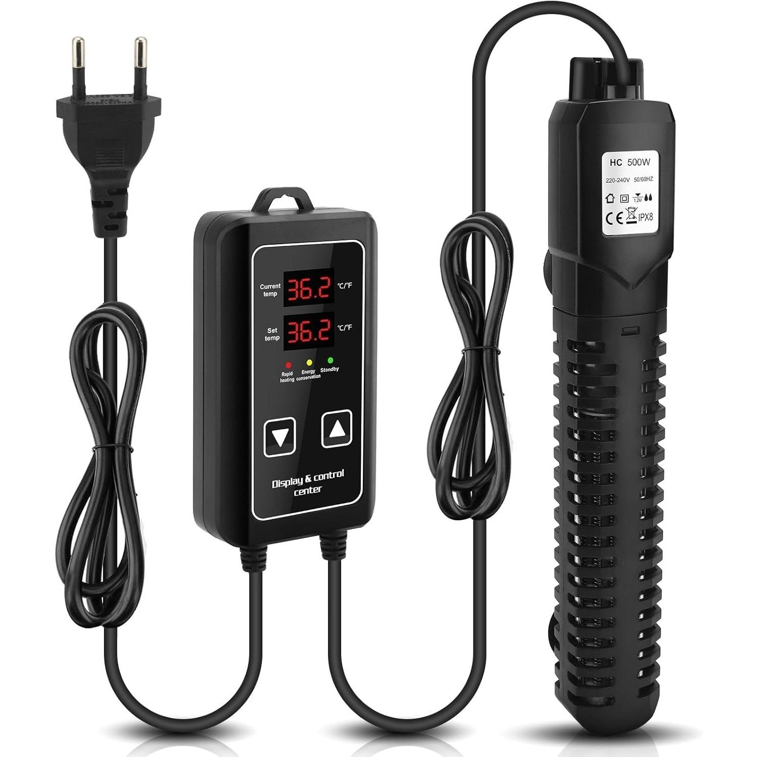 Аквариумный нагреватель, 500 Вт, погружной нагреватель для аквариума с переменной частотой, с защитой от перегрева и автоматическим отключением питания при извлечении из воды 500W