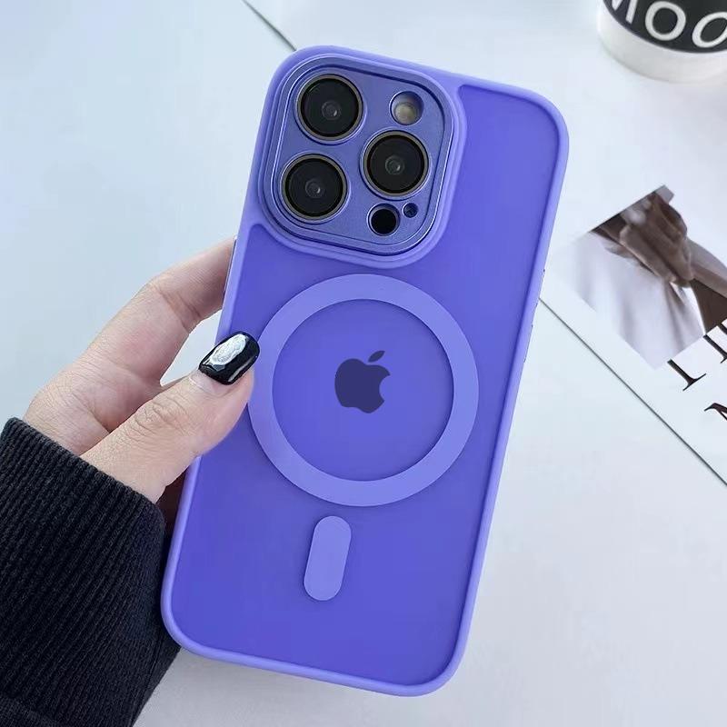 

Matte Translucent Phone Case for iPhone 16 15 14 13 12 11 Pro Max Plus 16e for Magsafe Wireless Charge Lens Protection Cover iPhone 15 светло-фиолетовый