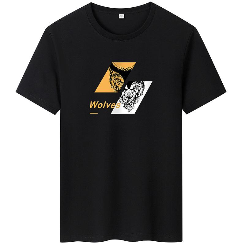 

Мужская повседневная футболка с короткими рукавами и волками, хлопковая футболка с круглым вырезом, большой размер