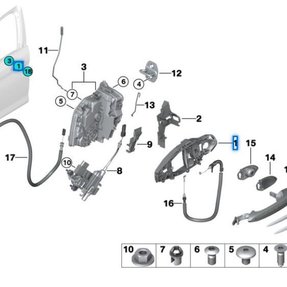 BMW 5 Series G38 Exterior Door Handle Bracket (51219881773/51219881774)