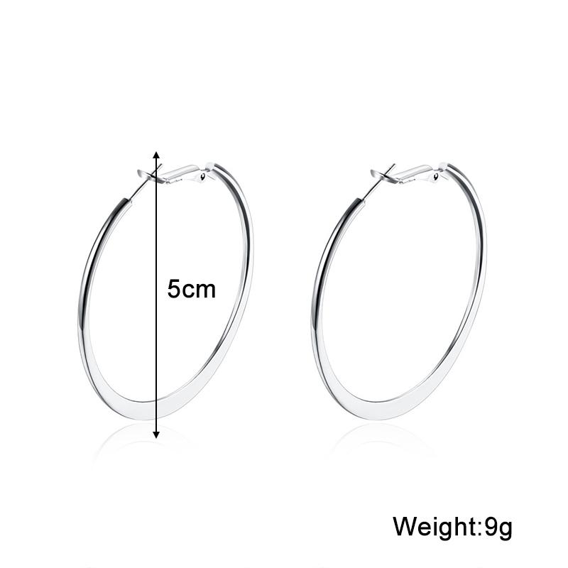 50mm Simple Flatten Circle Golden Round Big Hoop Earring for Women Fashion Jewelry Silver Color Exaggerated Great Aros Brincos