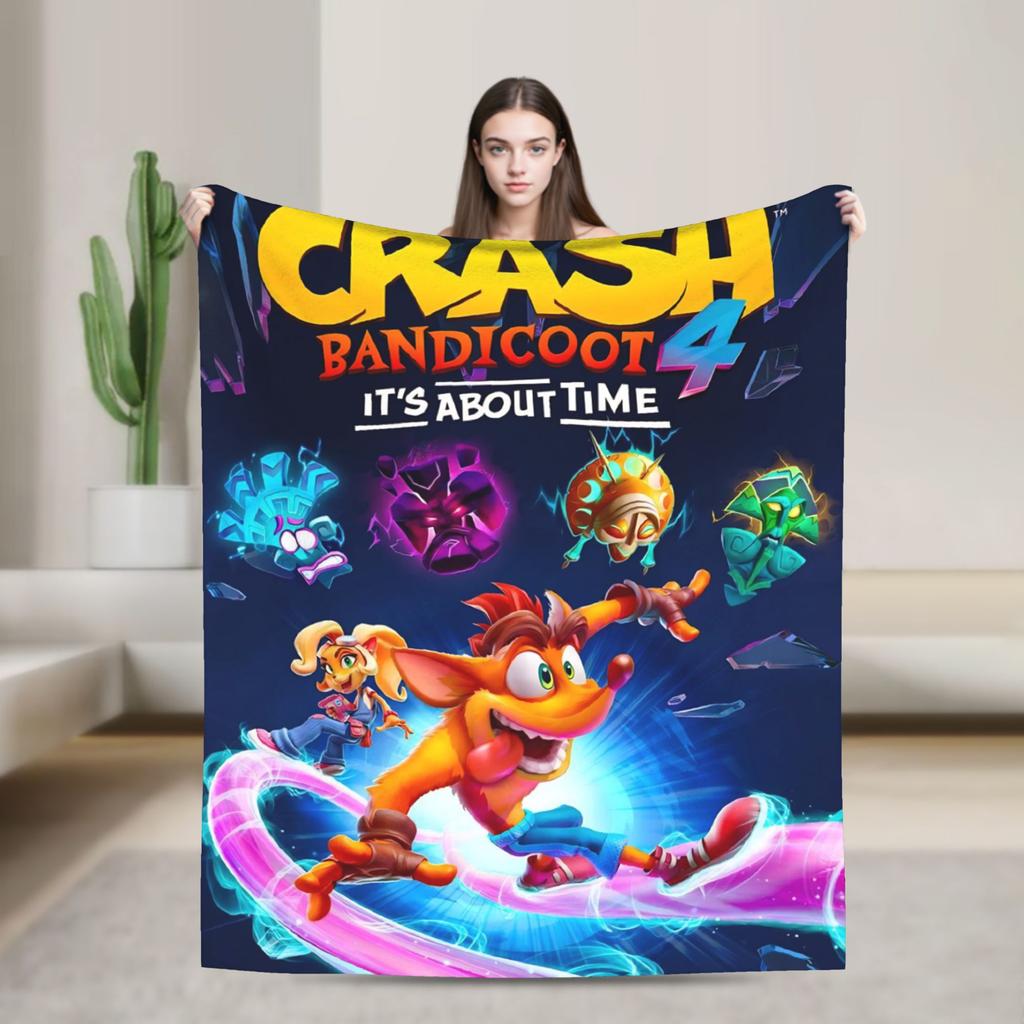 Crashs Bandicoots Soft Warm Blanket Airplane Travel Plush Throw Blanket Funny Couch Chair Flannel Bedspread Sofa Bed Cover