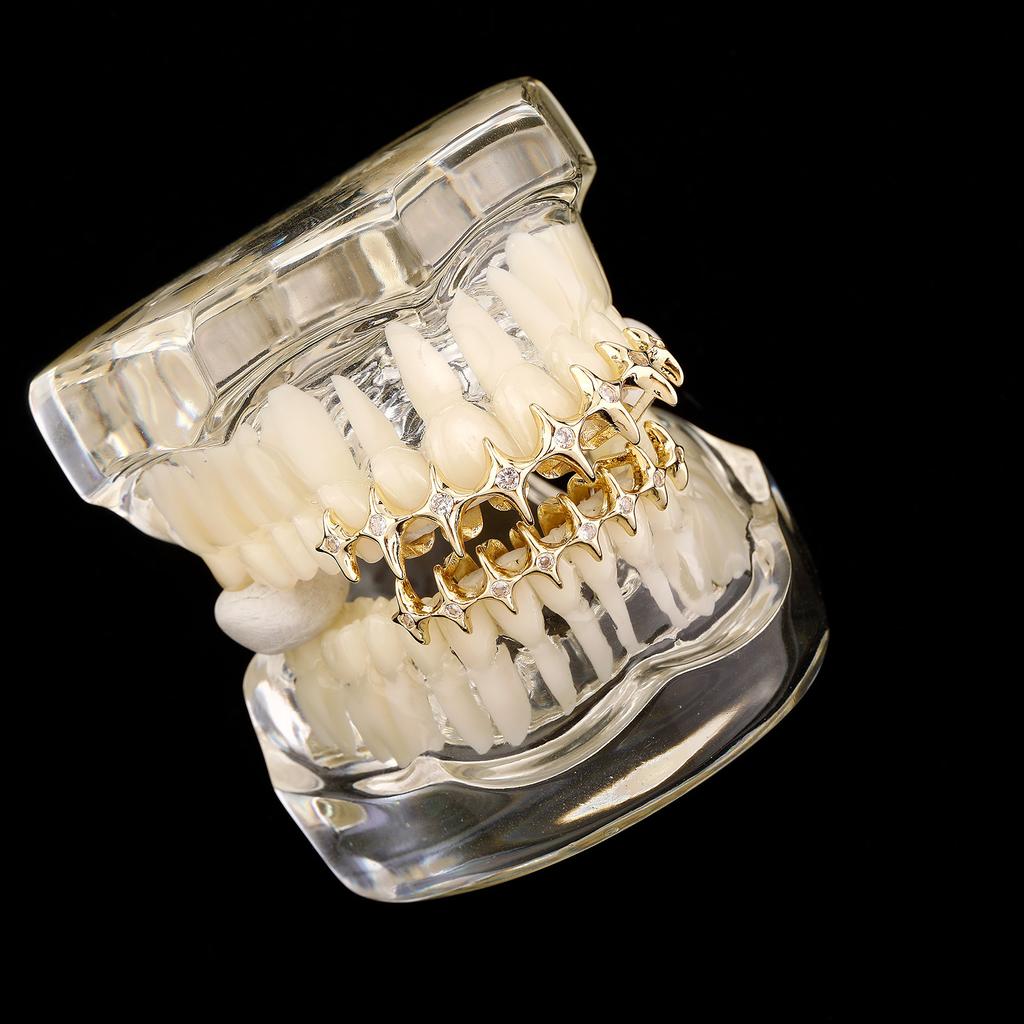 Iced Unisex Body Jewelry Brass Zircon Fangs Halloween Hot Sale Hip-hop Personality Star Grillzs JZ Brand Model 1G-237