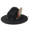 Nuovo Cappello da Ranger Cappello Fedora a Corona Alta Per Uomo Donna Stile Vintage Britannico Accessorio Cinturino Cappello Cappello a Tesa Larga per Festa Jazz Palco