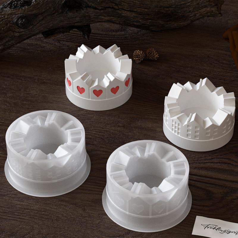 3D Castle House Shaped Candle Holder Silicone Mold DIY Hollow Design Candlestick Gypsum & Tea Lamp Resin Crafts Home Decoration