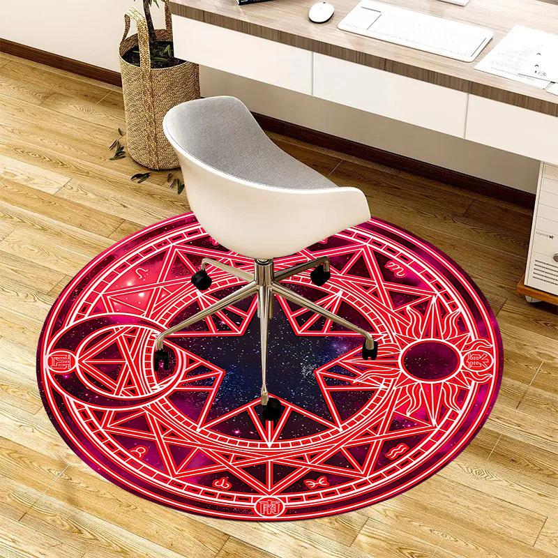 1pc Red Magical Seal Round carpet, Made of Polyester,Perfect for Decorating Office Chairs, Living Rooms fplt096