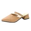 Thick-heeled cool slippers women's summer new baotou half slippers Korean version wears high-heeled women's shoes inside and outside