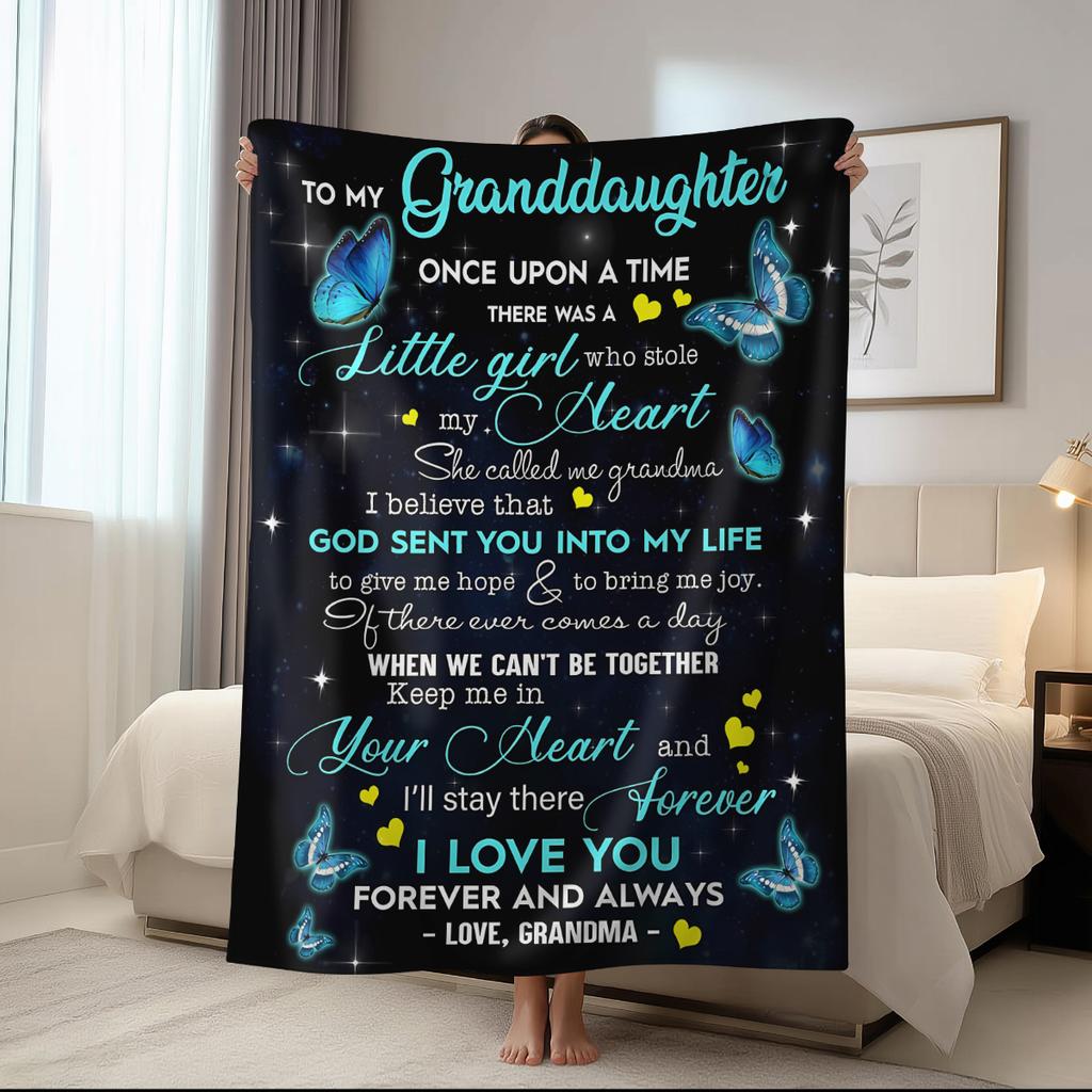 1Pc Grandpa Grandma Inspirational Quote Envelope Blanket For Granddaughter, Suitable For Sofas And Thanksgiving Gift Covers,