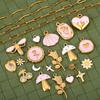 2pcs Gentle Pink Enamel Stainless Steel Charms Rose Flower Starfish Butterfly Necklace Pendant Women DIY Earring Jewelry Making