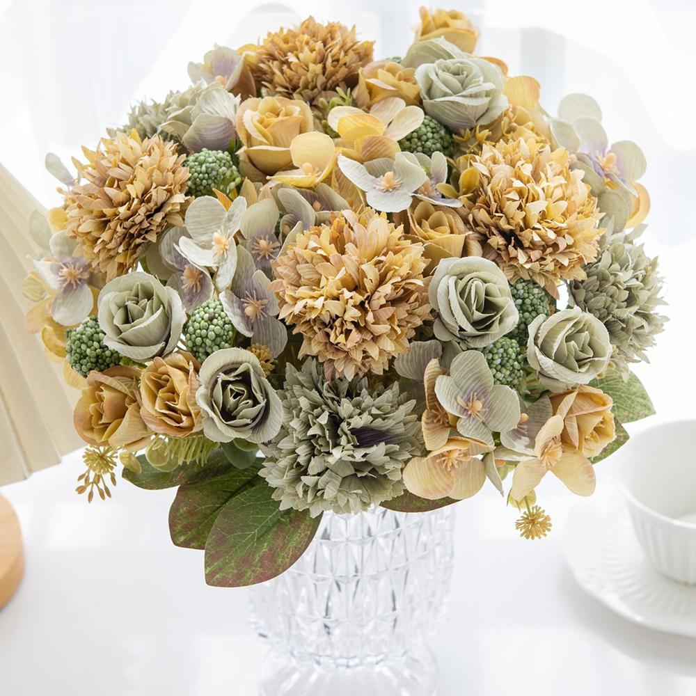 1/3pcs Artificial Flowers Ball Chrysanthemum Rose Wedding Home Room Table Decor Wreath Bridal Bouquet Table Arrangement Diy Gift