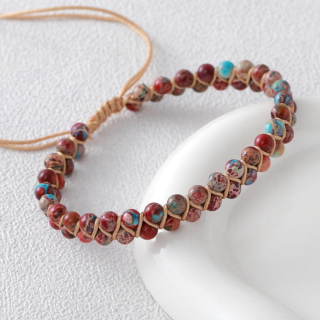 Natural Agate Beaded Hand Chain With Geometric Design For Yoga And Gift Giving