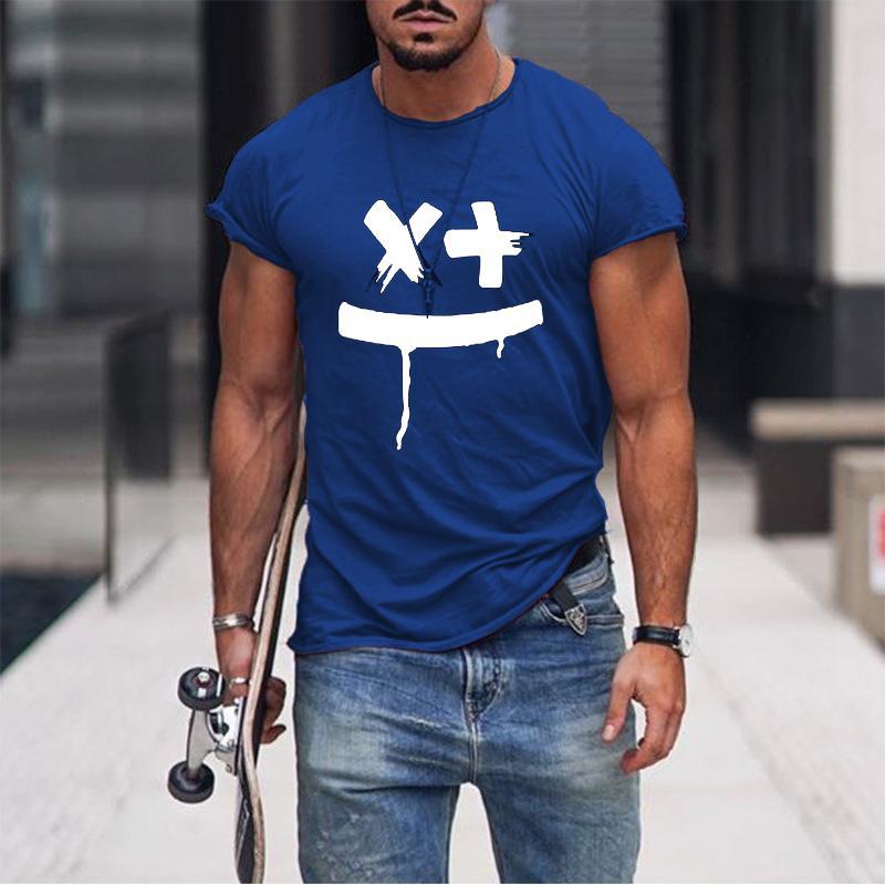 Smile Face 3D Printed Short Sleeved T-shirt Leisure Hip Hop Summer Breathable Polyester Simple Round Neck Top