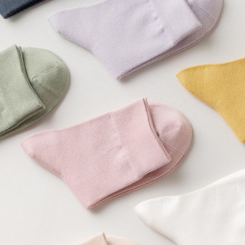 Womens Solid Color Sport Casual Sock Autumn Spring Breathable Soft Short Performances Cotton Crew Daily Stocking