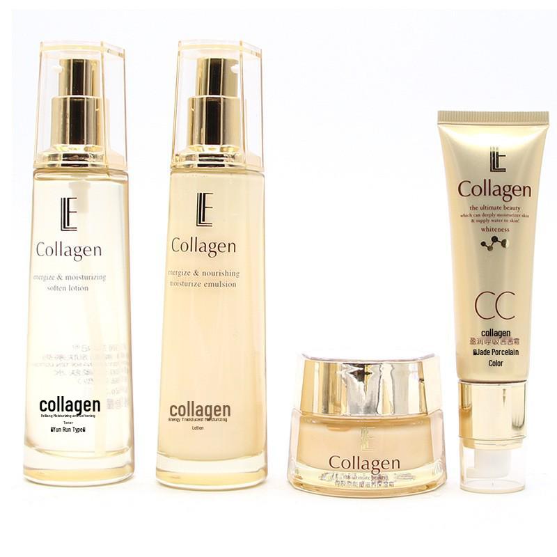 Conjunto de Skincare com Colágeno Lilanfei: Creme Facial Hidratante, Tônico e Loção para Mulheres