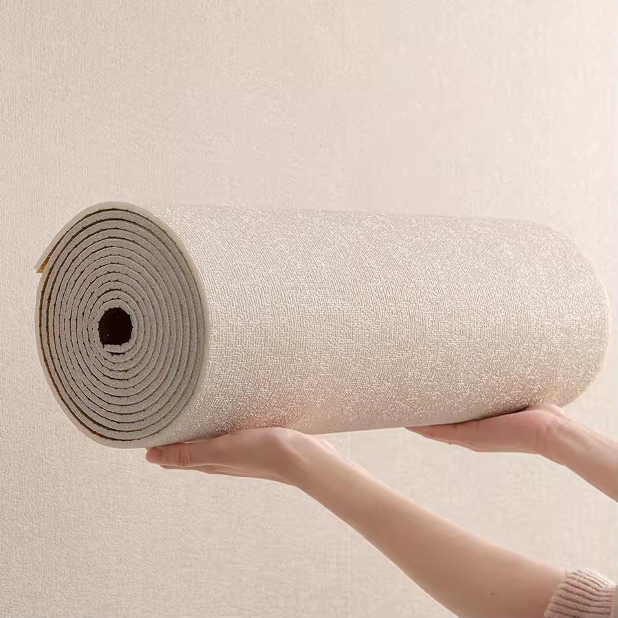 Self-adhesive Wallpaper DIY Linen Wallpaper Living Room Feature Wall Decoration Self-adhesive Wall Sticker Thickened Version Sui