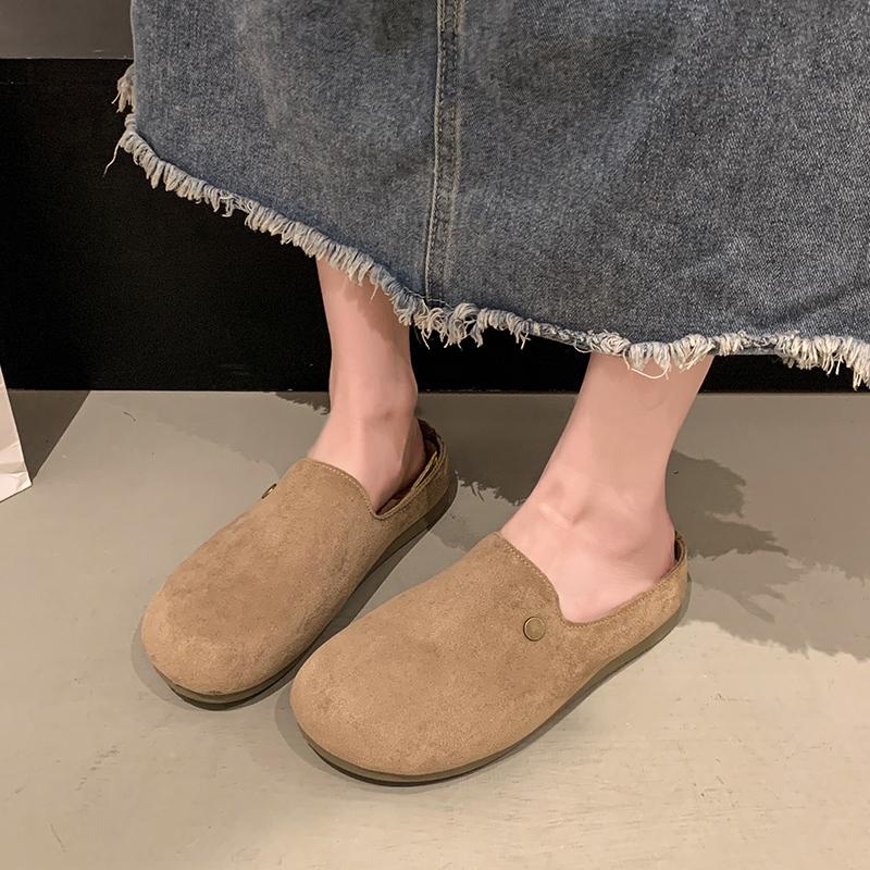 Mode Täckta Tå Flatskor Dam Damslippers Tofflor 2025 Mjuka Retro Täckta Tå Damskor Damtofflor 2025 Platta Mjuka Retro