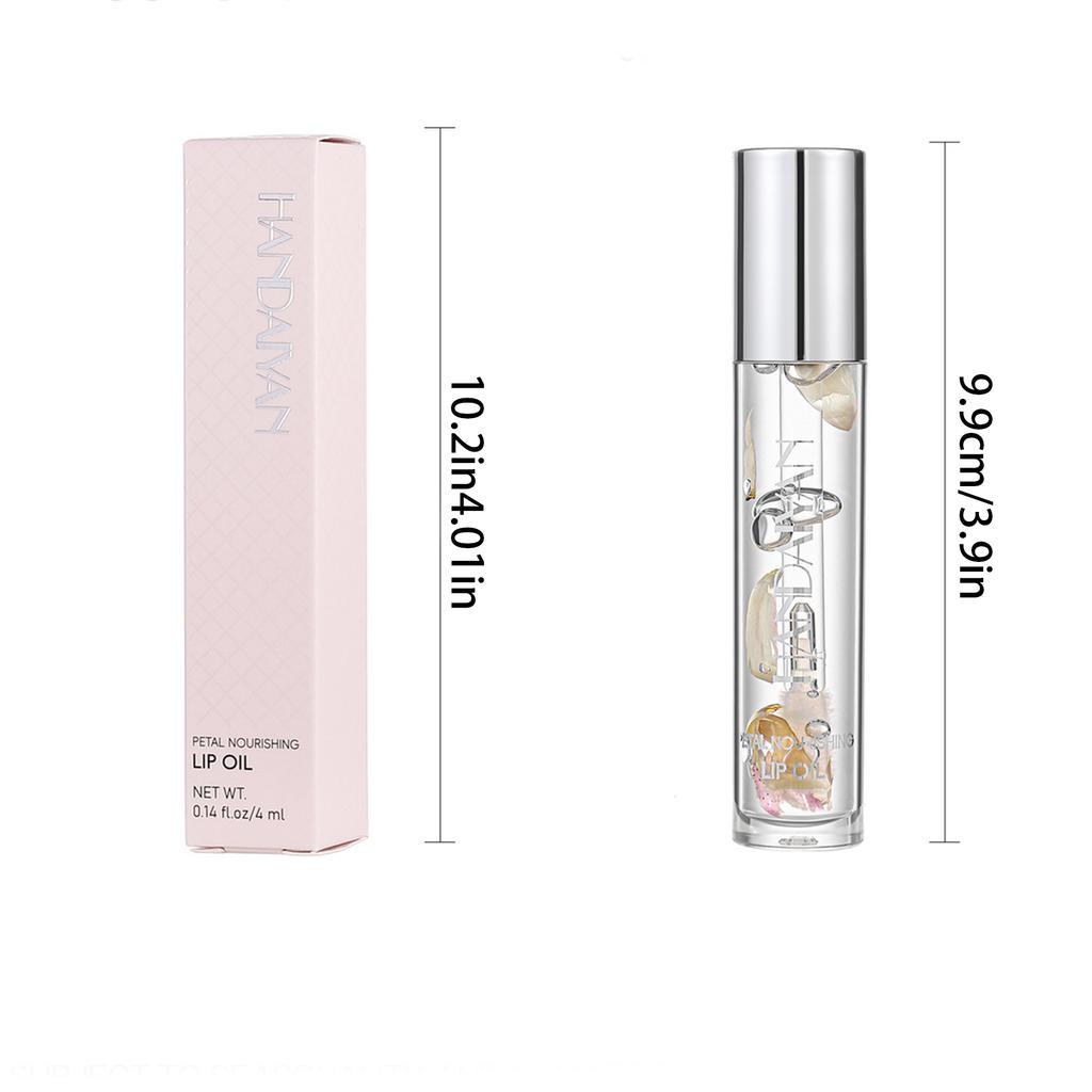 2pcs Nourishing Lip Oil Set, Transparent Dried Flower Clear Lip Gloss, Hydrating Plumping Glossy Tint, Moisturizing Shimmer Lip Care Makeup for Women