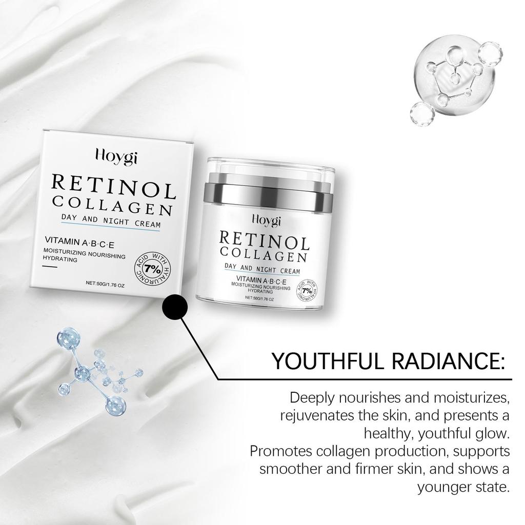 Retinol Anti-Aging Gesichtscreme Feuchtigkeitsspendend Kollagen Faltenentfernung Straffend Hautglättend Pflegend Glow Hautpflegecreme 50g