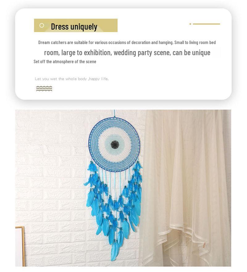 Handmade Indian Dream Catcher Feather Wind Chime - Creative Wall Hanging for Bedroom or Homestay Decoration