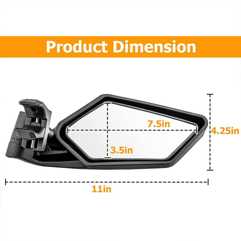 UTV Side Mirrors RZR Adjustable Side Mirrors with 1.5”-2” Roll Bar for Polars RZR 1000 Can Am Maverick Yamaha YXZ Rhino Pioneer