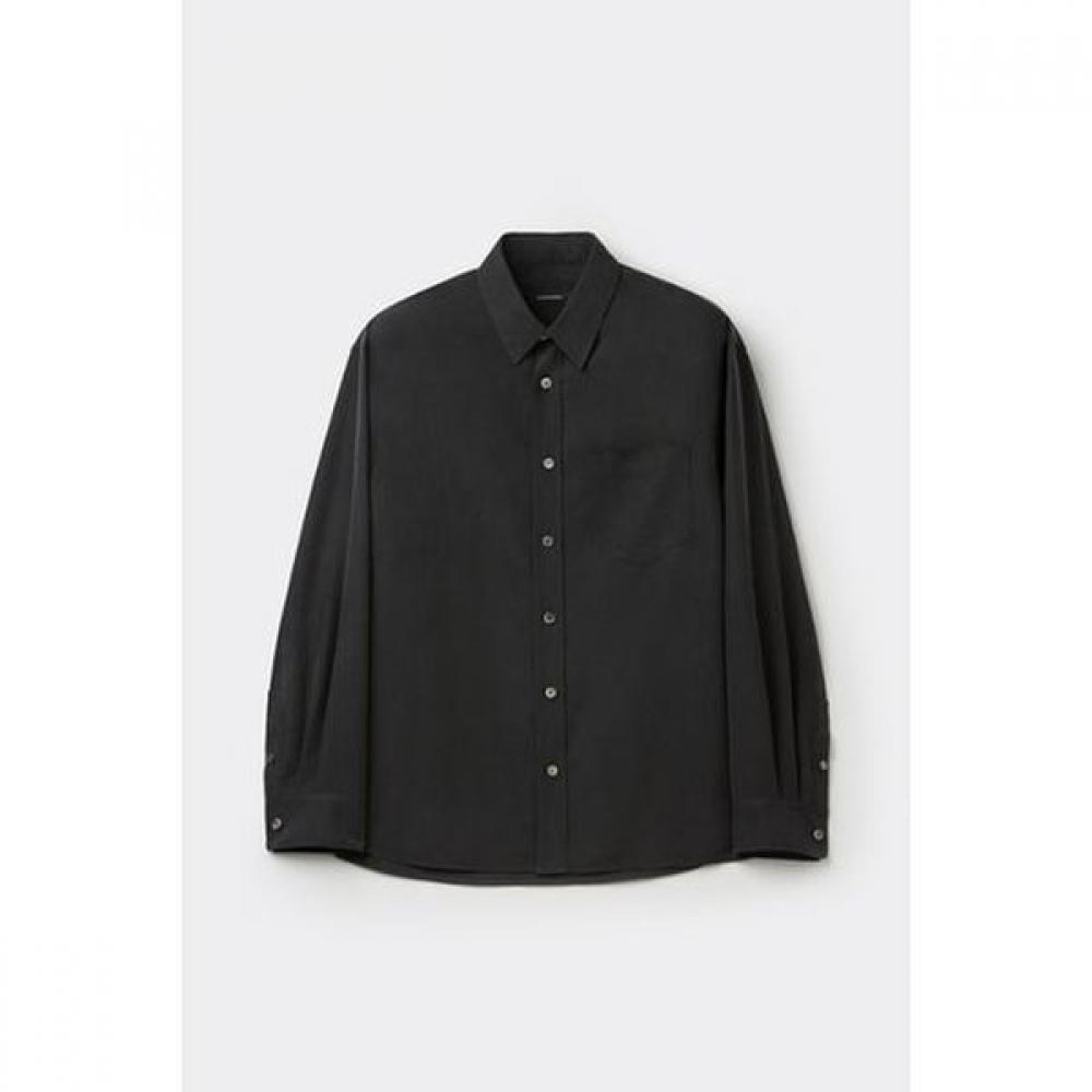 Customellow Relaxed Fit Chest Pocket Rayon Shirt Black Cwsaw25113bkx