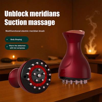 Electric Meridian Brush Anti Cellulite Gua Sha Body Massager Vibrate Microcurrent Hot Compress Scraping Lymphatic Drainage Care