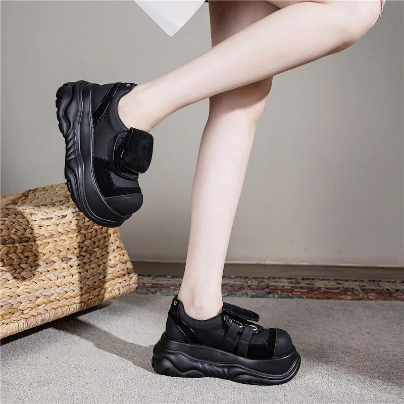 Fashion 8CM Microfiber Leather Spring Autumn Flats Slipper Women Platform Wedge Flats Shoes Flats Pumps Hot Brand Round Toe Casual Shoes