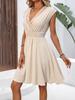 Women's Summer French Vacation Style Floral Lace Hollow V-Neck A-Line Dress