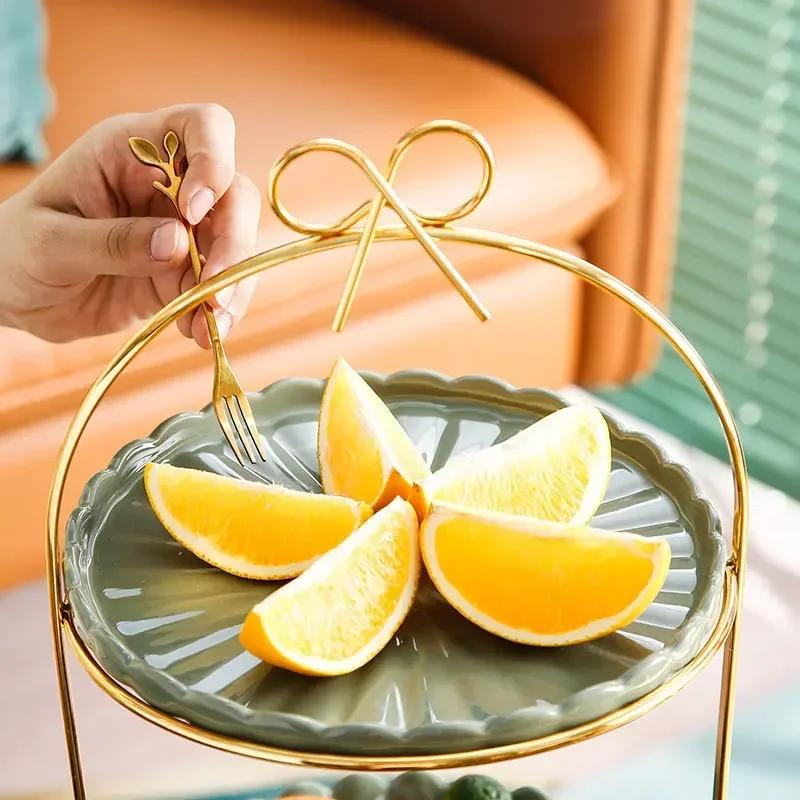 2 Layer Creative Cake Stand Fruit Tray Dishes for Serving Candy Snack Serving Plate Fruit Platter Christmas Decor Food Storage