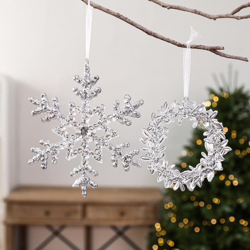 Snowflake Christmas Crystal Pendants Acrylic Hanging Ornaments Christmas Tree Ornaments  Christmas