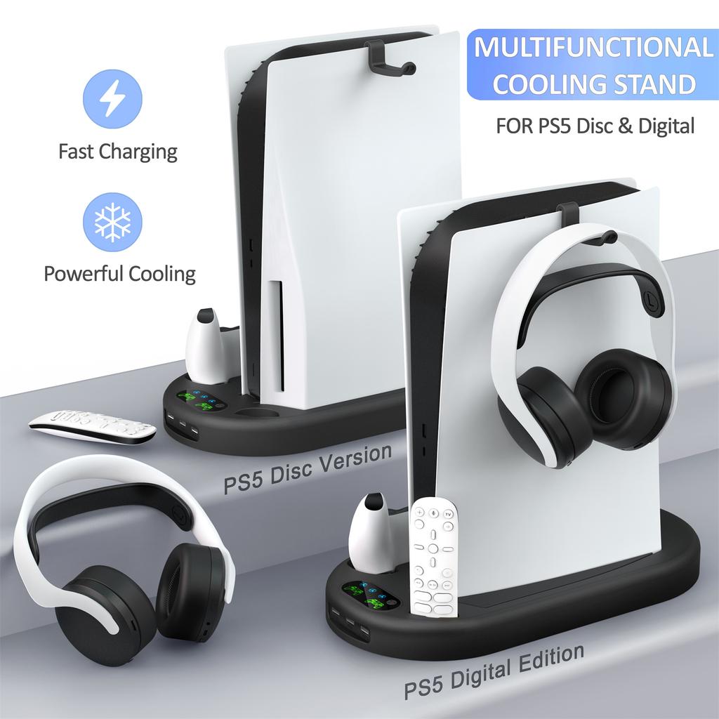 For Sony PS5 Console Controllers Charging Dock Cooler Stand Holder Headphone Holder