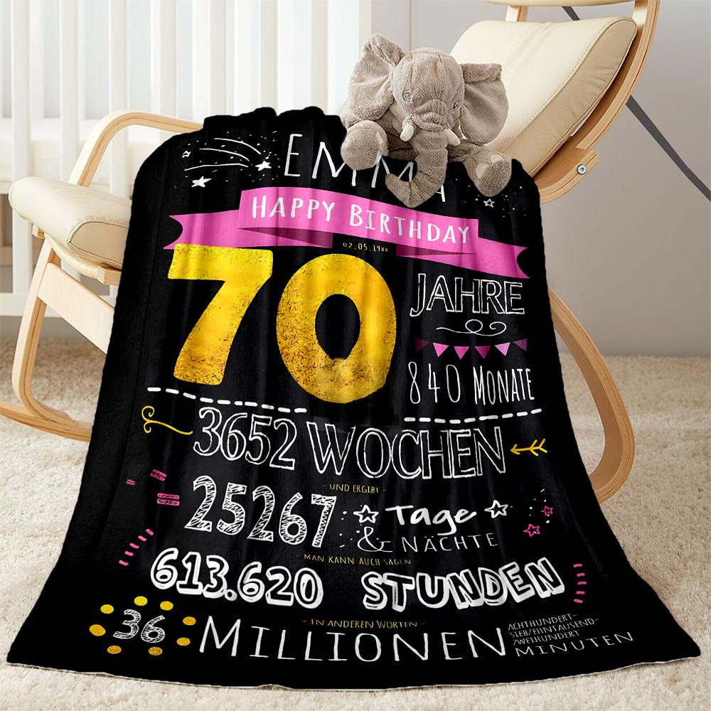 1pc Happy 70th Birthday Celebration blanket Soft and Warm for Sofa Office Camping Travel Livingroom Great Gift for Friends and Family Comfortable