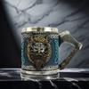 Medieval Pirate Drinking Cup With Ergonomic Axes Handle And Decorative Carvings Beer Mug For Beverage Enthusiasts Gift