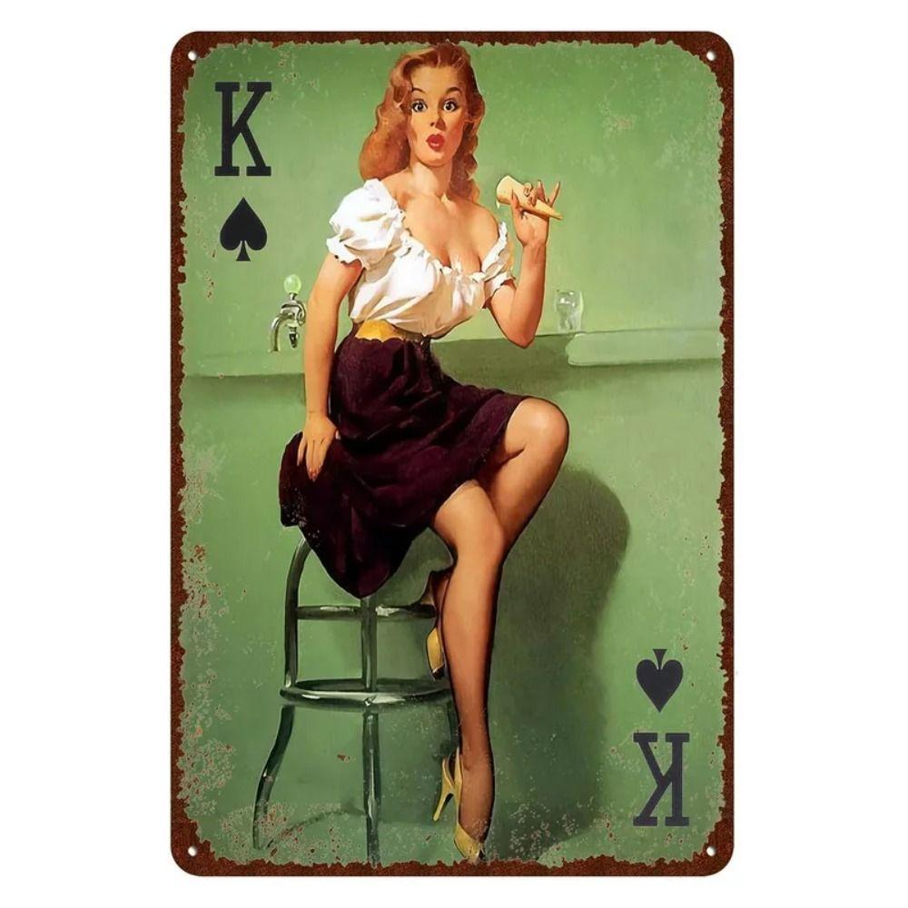 Pin-Up Girl Retro Metallwand Schild 30x20cm