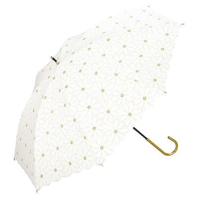 Weltparty (Wpc.) Damen Langschirm Off-White, 50cm, mit Blackout Gänseblümchen Spitze, 81-2789 (Off-White Gänseblümchen-Spitze, 50cm Rippen)