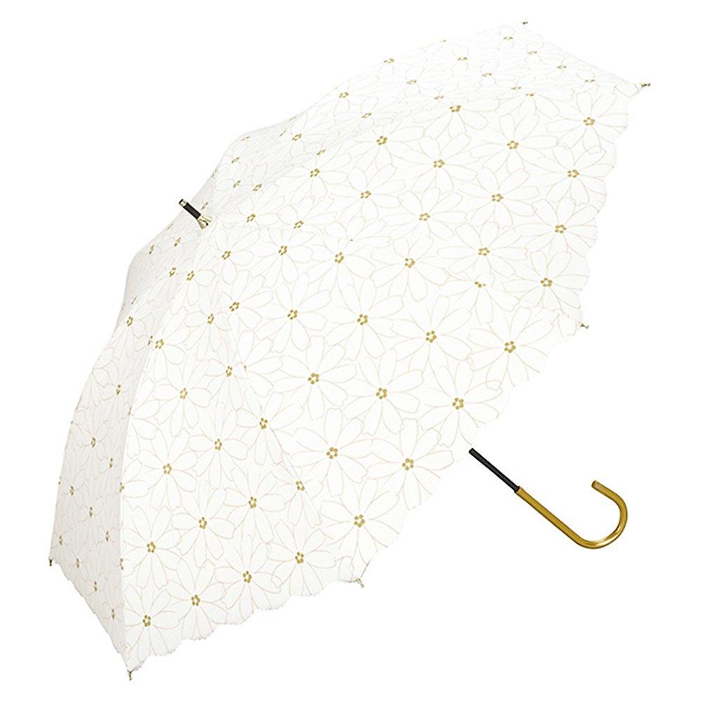 World Party (Wpc.) Women's Off-White Long Parasol, 50cm, with Blackout Daisy Lace, 81-2789 (Off-White Daisy Lace, 50cm Ribs)
