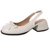 French Fairy Style Bow Bag Head Thick Heel High Heel Sandals Women's Summer New with Skirt Single Shoes Women's Shoes