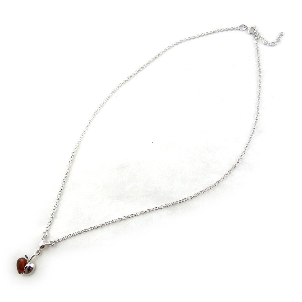 Les Trésors De Lily [N2268] - Silberkette 'Liebesapfel' Bernstein (rhodiniert) - 15x12 mm