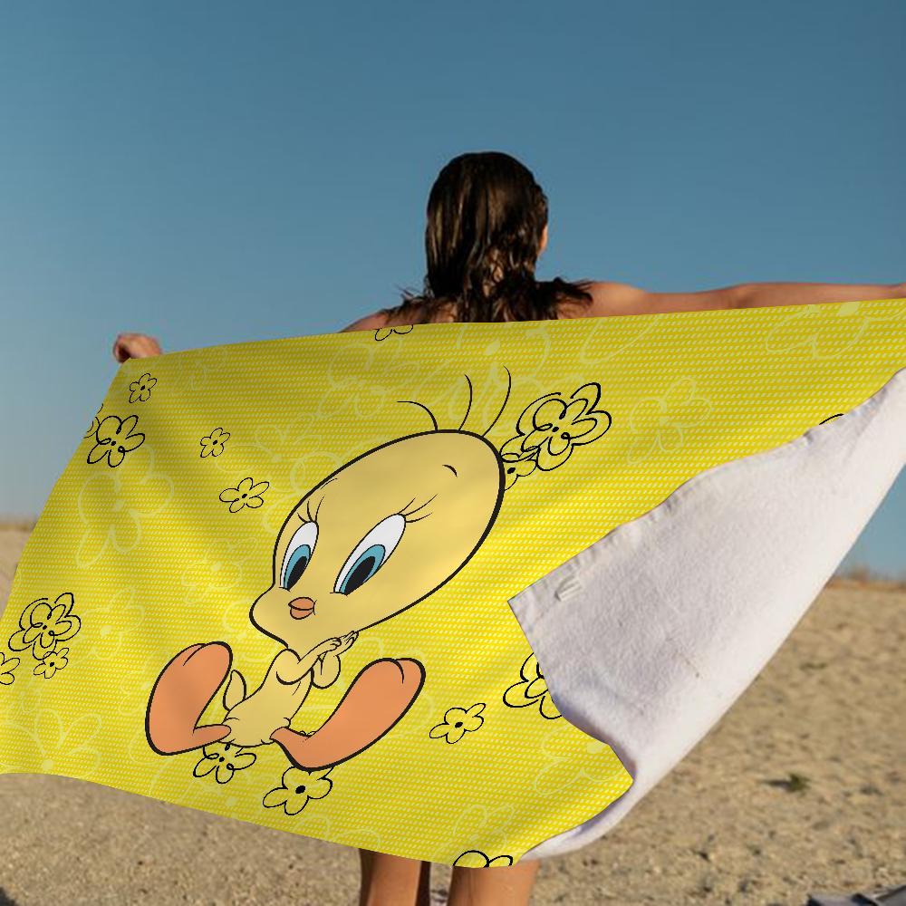 Yellow Cartoon T-Tweetys Bird Beach Towels Shower Towel Sauna Travel Spa Microfiber Quick Dry Gym Accessories Cute Room Decor