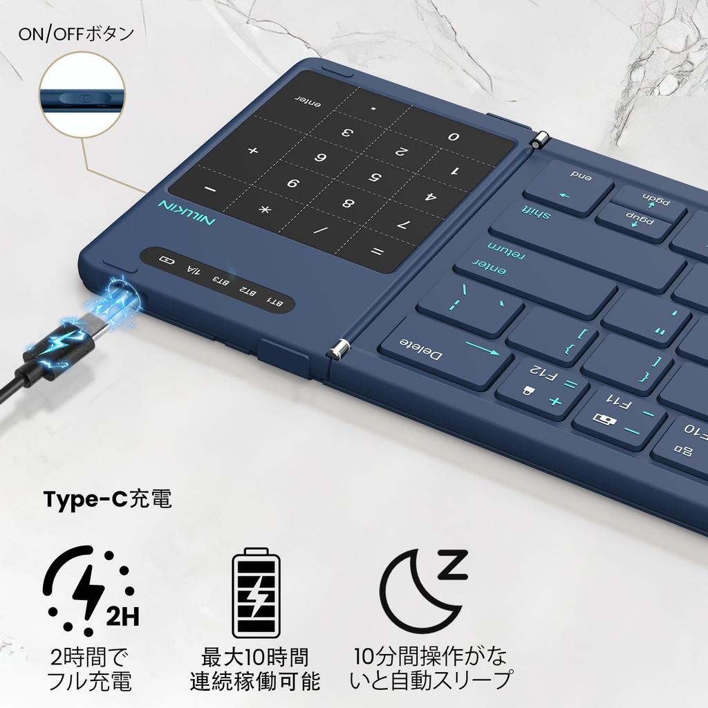[2026 Model] Nillkin [Official Retailer] Bluetooth Keyboard, Foldable, Wireless, Compatible with iPad and iPad Mini, Slim and Lightweight, Connects 3