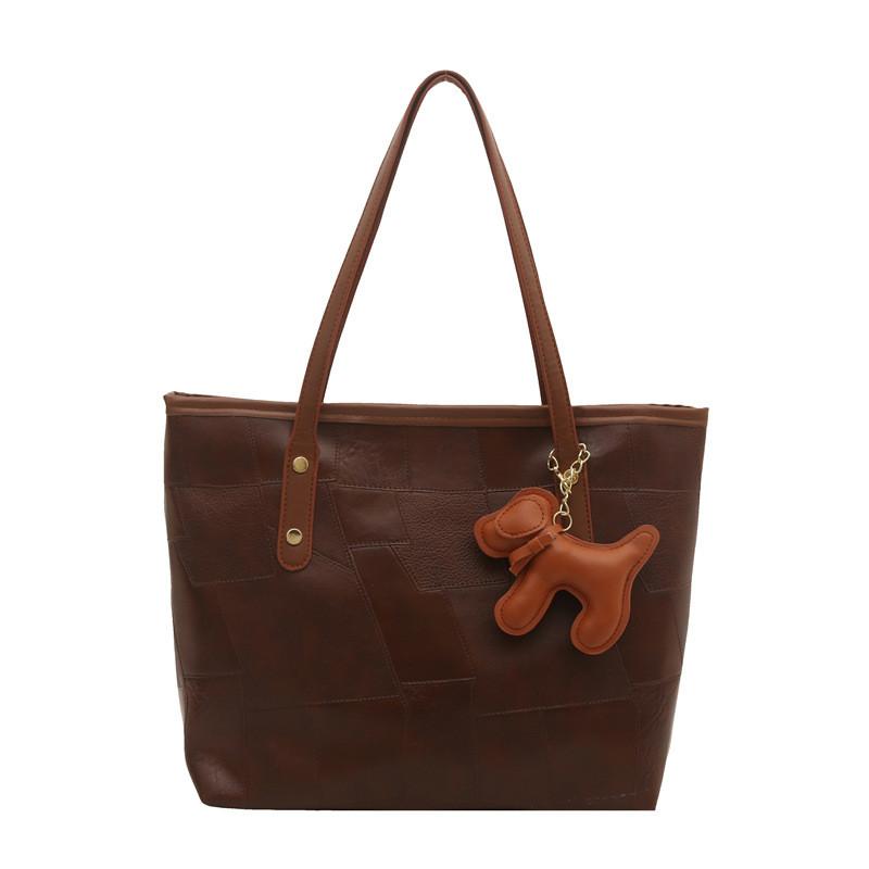 

Color Fashion Solid Large Capacity Women Casual Tote Bag With Pendant Daily For коричневый